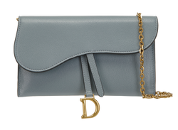 Small Saddle Pouch With Chain, Leather, Blue, 46-MA-1212, DB/P/S, 3*